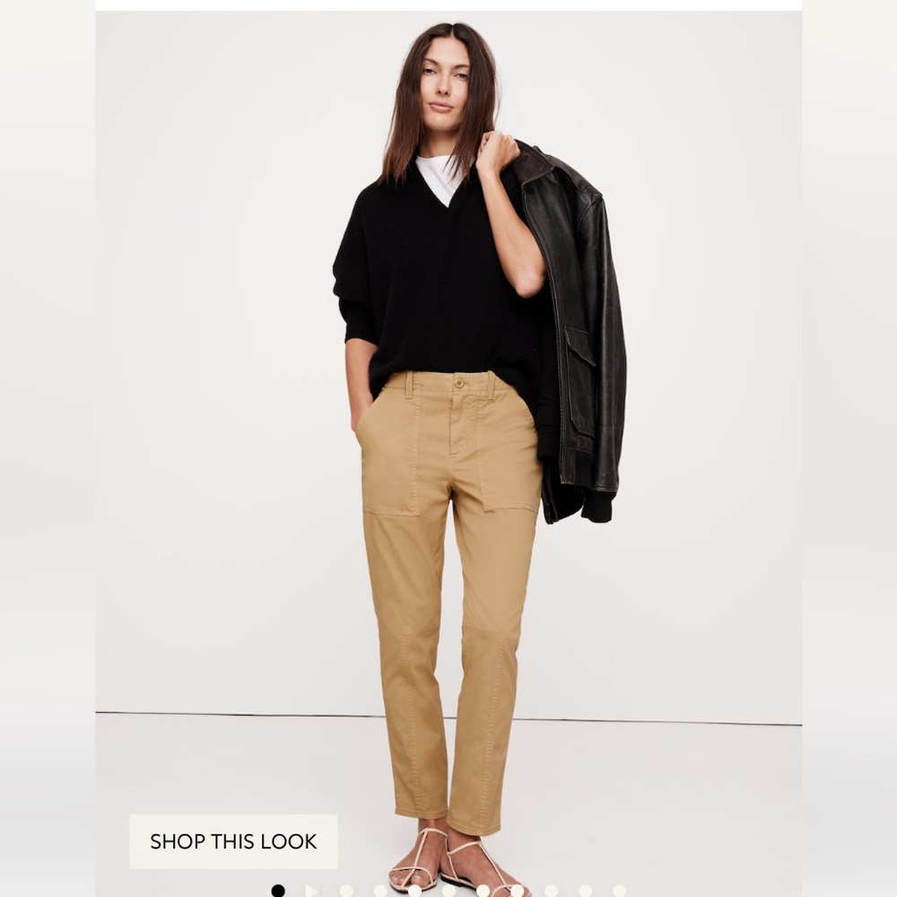 Banana Republic MID-RISE SLIM CARGO PANT Size 12 Long Color Khaki Beige NWT